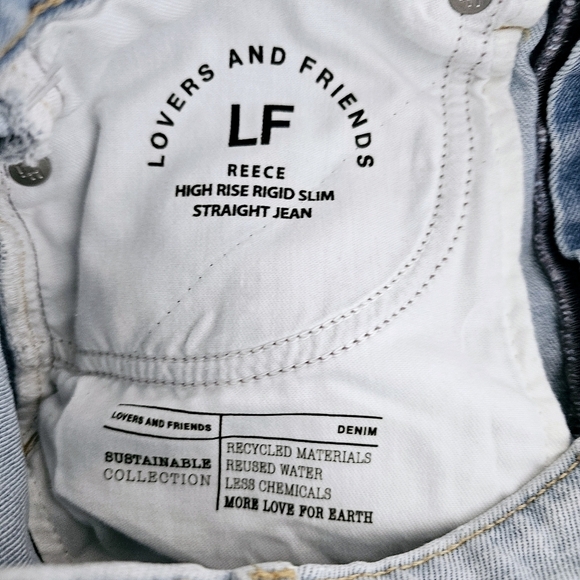 NEW Lovers + Friends Reece High Rise Slim Straight Jeans in Palms Blue - Picture 5 of 8